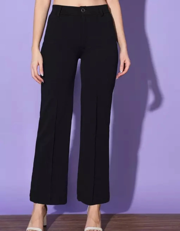 Neha Collection Women Black Carrera Full Length Formal Trousers And Pants - Black, 30