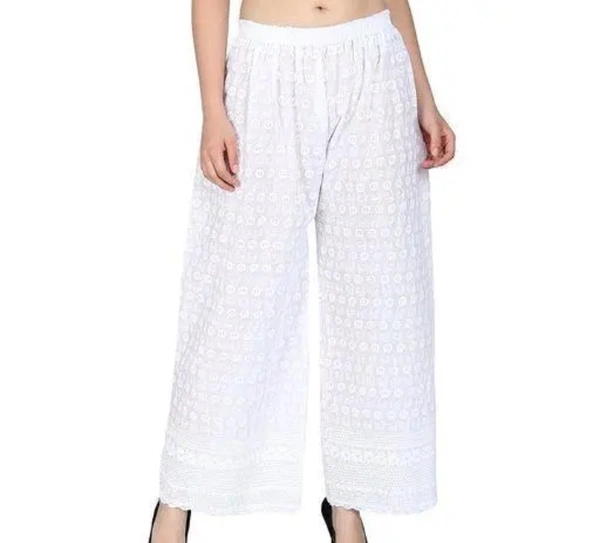 Neha Collection Women Stylish & Comfortable Chicken Plazoo For Flared Design - White, 24