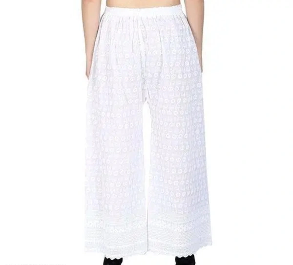 Neha Collection Women Stylish & Comfortable Chicken Plazoo For Flared Design - White, 24
