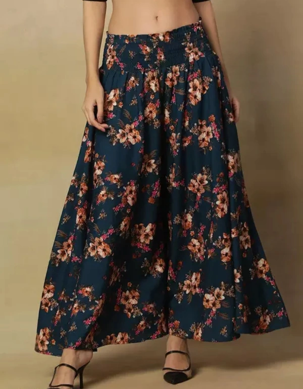 Neha Collection Women Flared Printed Plazoo - Lunar Green, Free Size