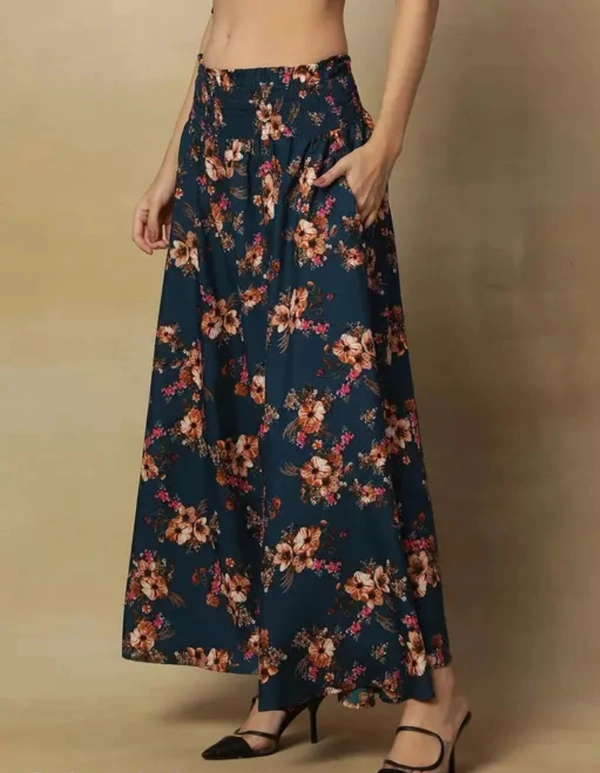 Neha Collection Women Flared Printed Plazoo - Lunar Green, Free Size