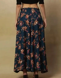 Neha Collection Women Flared Printed Plazoo - Lunar Green, Free Size
