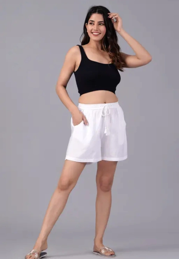Neha Collection Women White Shorts - White, 28