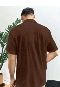 Neha Collection  Men's Wear Short  Sleeves For Shirt - Nutmeg Wood Finish, S