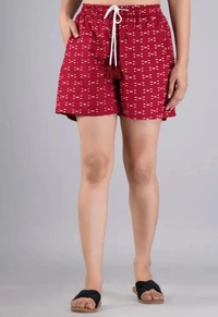 Neha Collection Women Red Print Shorts - Red, 32