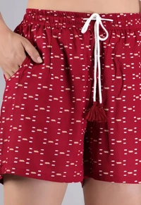 Neha Collection Women Red Print Shorts - Red, 32