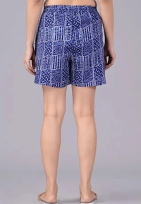 Neha Collection Women Blue Checked  Shorts - Blue, 32