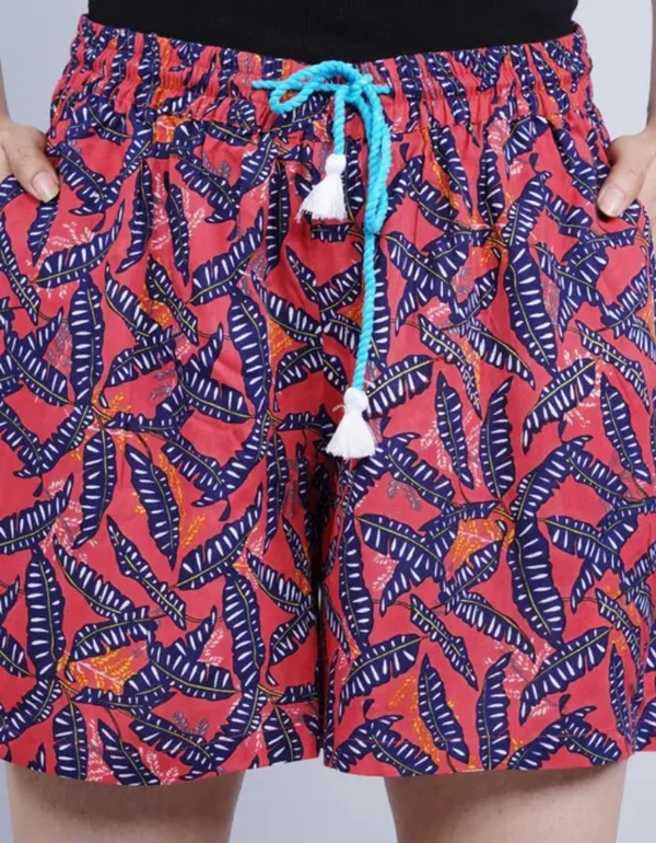 Neha Collection Women Red Print Shorts - Red, 34