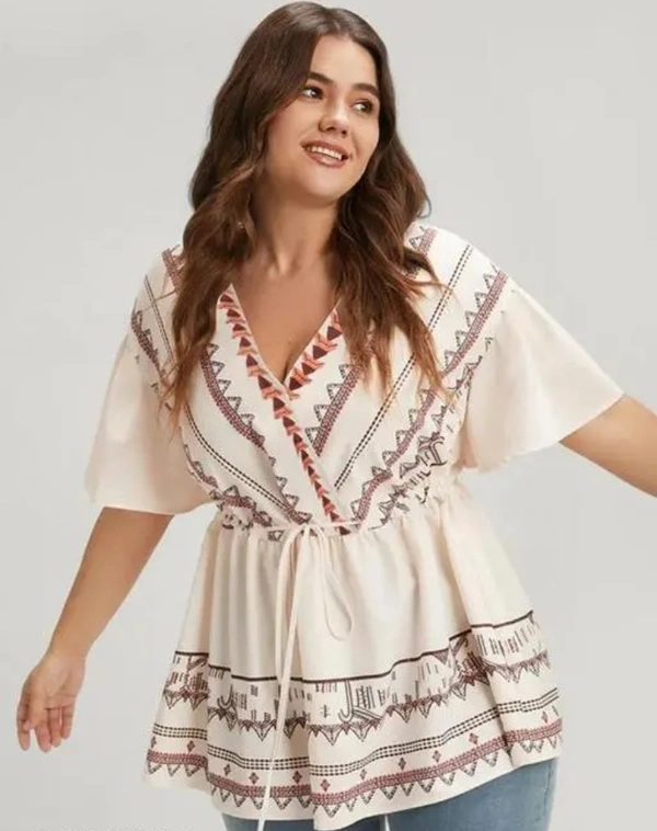 Neha Collection Women Rayon Printed Top - White, XL