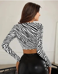 Neha Collection Women Zebra Line Elegant Top - L
