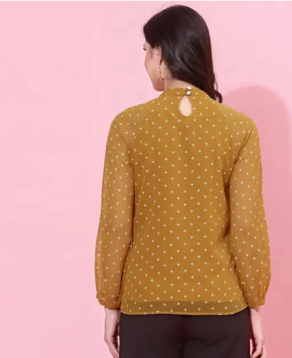 Neha Collection Women Printed Round Neck Mustard Top & Tunics - Mustard, L