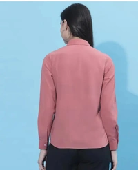Neha Collection Women Solid Collar Pink Shirt - Pink, M