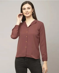 Neha Collection Georgette Brown Formal Shirt For Women - Brown, XL