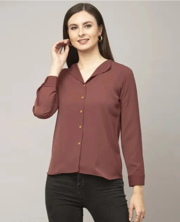 Neha Collection Georgette Brown Formal Shirt For Women - Brown, XL