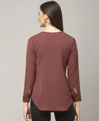 Neha Collection Georgette Brown Formal Shirt For Women - Brown, XL
