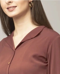Neha Collection Georgette Brown Formal Shirt For Women - Brown, XL