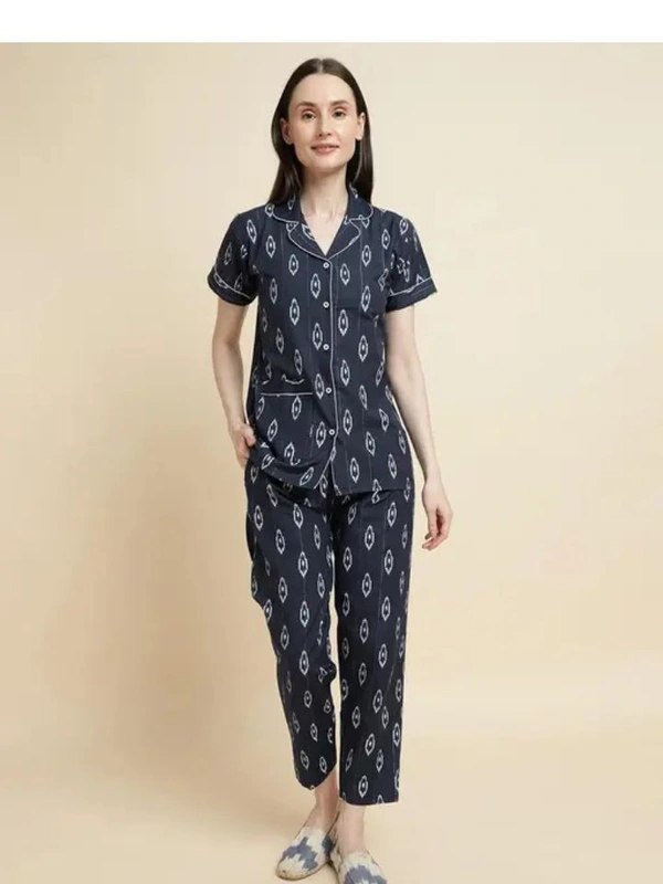 Neha Collection  Women's Printed Night Suit Set - Mine Shaft, L