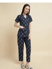 Neha Collection  Women's Printed Night Suit Set - Mine Shaft, L