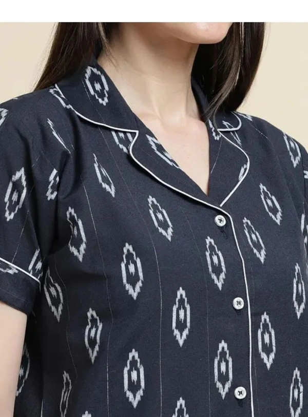 Neha Collection  Women's Printed Night Suit Set - Mine Shaft, L