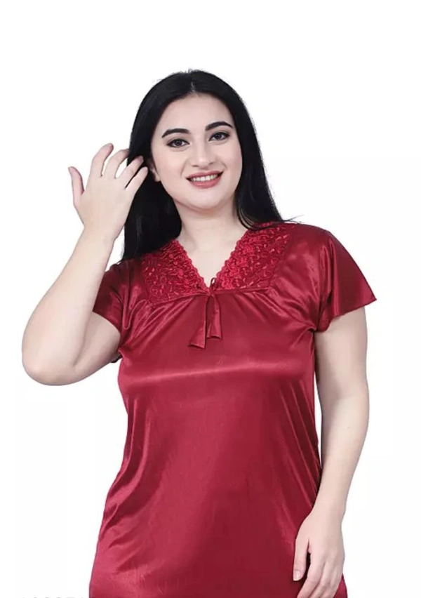 Neha Collection  Modarn Women's Nighty Stylish Maxi For Nightdress - Red, S