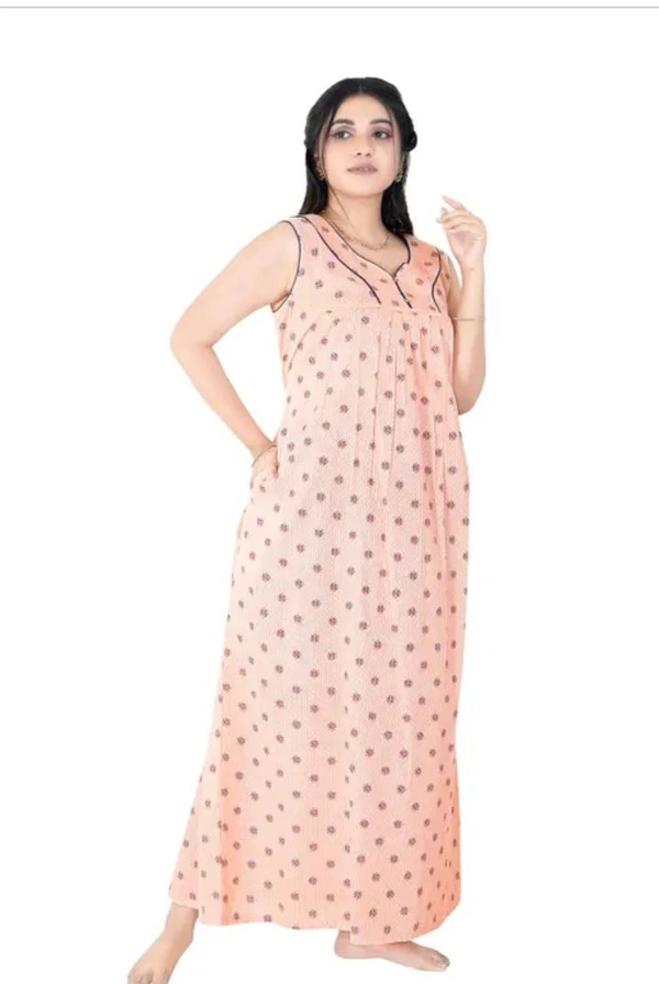 Neha Collection  Women's Printed Seelveels Nighty Nightdress - Lavender blush, XL