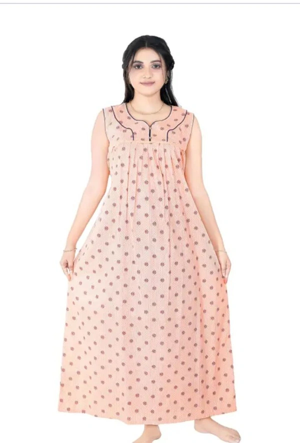 Neha Collection  Women's Printed Seelveels Nighty Nightdress - Lavender blush, XXL