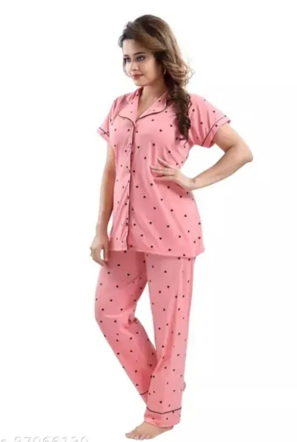 Neha Collection Cotton Night Suit For Women's - Tickle Me Pink, M