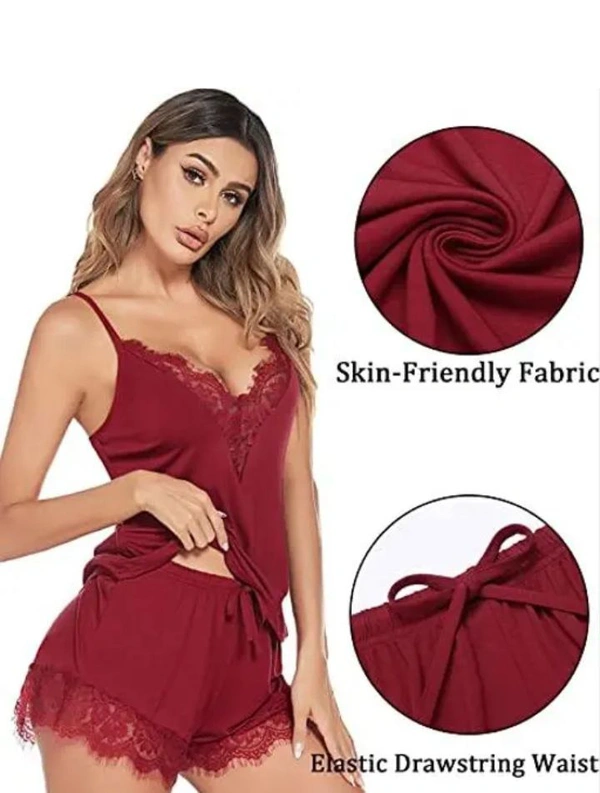 Neha Collection  Women's Attractive Hot & Sexy Nightwear Night Suit - Red, M
