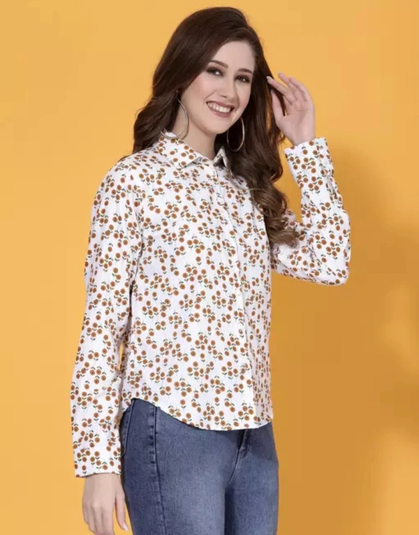 Neha Collection Women Floral Printed White Formal Shirt - White, XL