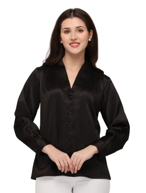 Neha Collection Smarty Women's Solid Black Shirts - Black, L