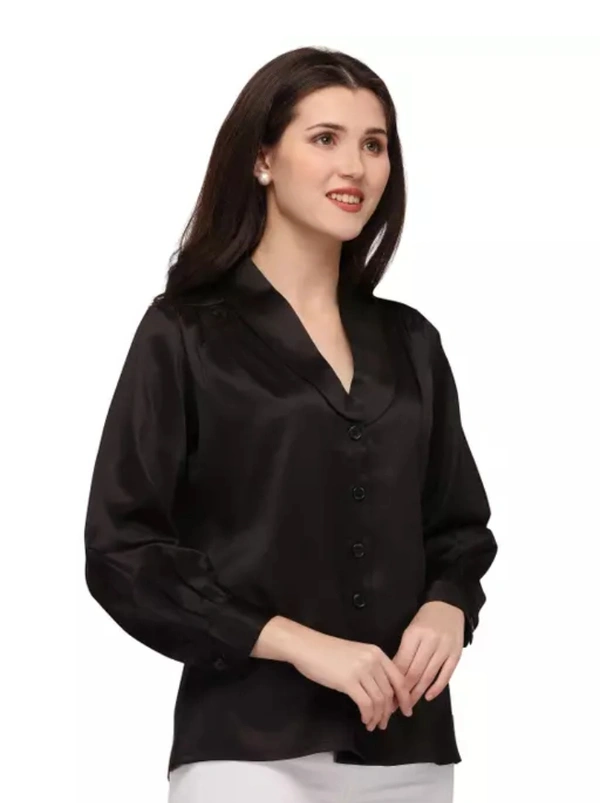 Neha Collection Smarty Women's Solid Black Shirts - Black, L