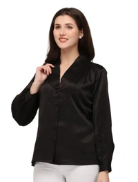 Neha Collection Smarty Women's Solid Black Shirts - Black, L