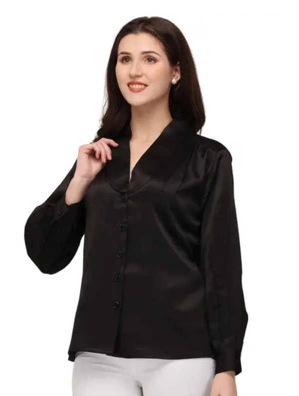 Neha Collection Smarty Women's Solid Black Shirts - Black, L
