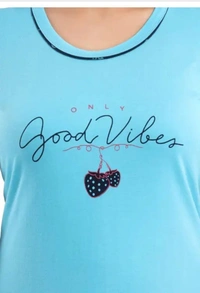 Neha Collection  Women's Printed Half Sleeves T-shirt And Pajama Stylish Night Suit - Malibu, XL