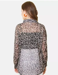 Neha Collection Women Leopard Print Boxy Loose Fit Oversized Shirt - Black, L