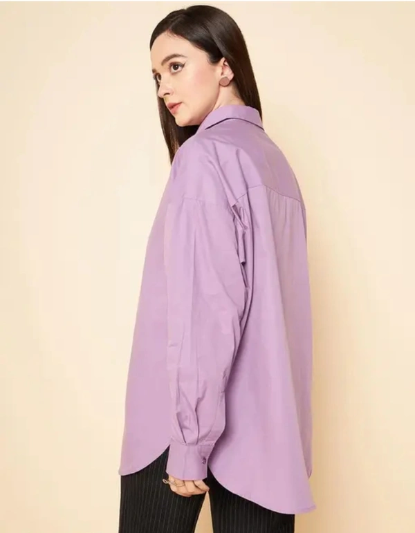 Neha Collection Women Solid Spread Collar Lavendar Shirt - Lavendar, XL