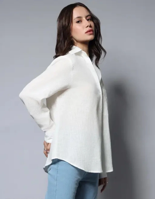 Neha Collection Women Solid Spread Collar White Shirt - White, S