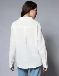 Neha Collection Women Solid Spread Collar White Shirt - White, XXL