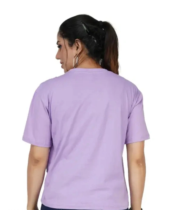 Neha Collection Trendy Feminine Printed Crop Round Neck Tshirt - Lavendar, XL