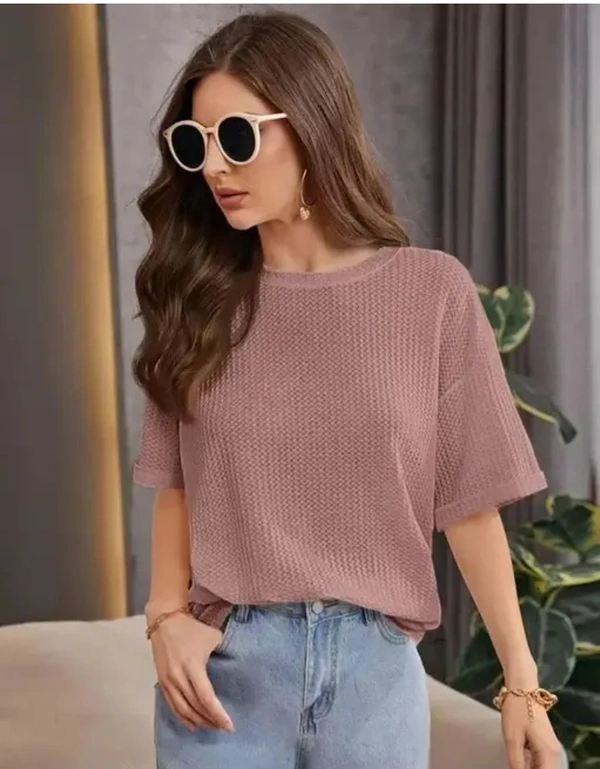 Neha Collection Women Trendy T-shirt - Light pink, XXL