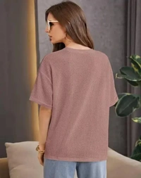 Neha Collection Women Trendy T-shirt - Light pink, M