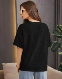 Neha Collection Women Trendy T-shirt - Black, L