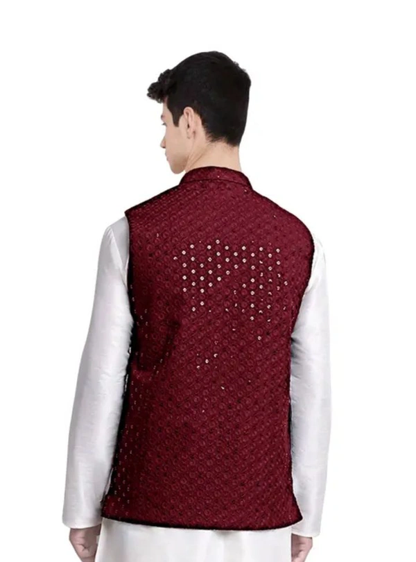 Neha Collection  Men's Laknavi Nehru Jacket (Modi Koti ) - White, L