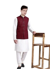 Neha Collection  Men's Laknavi Nehru Jacket (Modi Koti ) - White, XXL