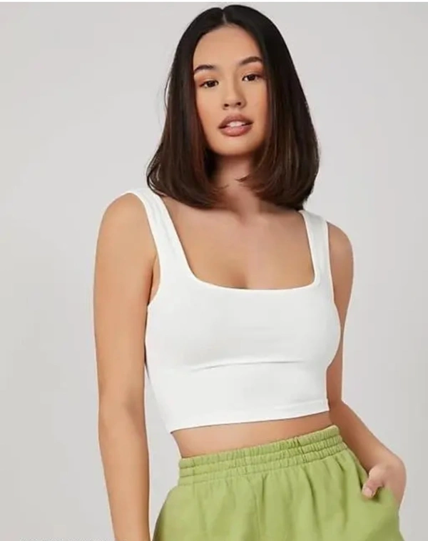 Neha Collection Women Crop Tank Top And Tunics - White, XXS