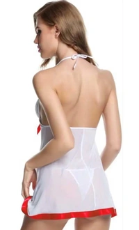 Neha Collection Women Babydoll With Lingerie Set Nightdress - White, M