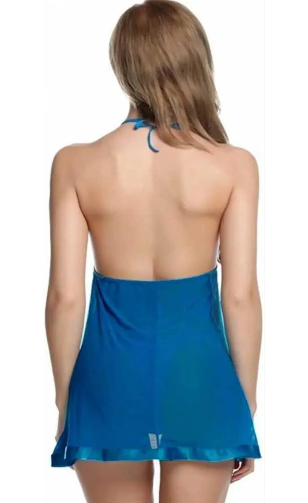 Neha Collection Women Babydoll With Lingerie Set Nightdress - Navy Blue, S