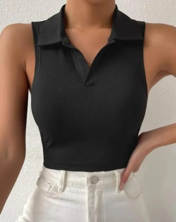 Neha Collection Women Crop T-shirt - Black, XS