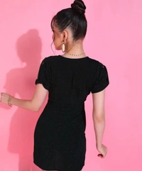 Neha Collection Women V Neck Dresses - Black, S