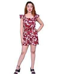 Neha Collection Women Trendy Bottom & Top Jumpsuit - S, Brick Red
